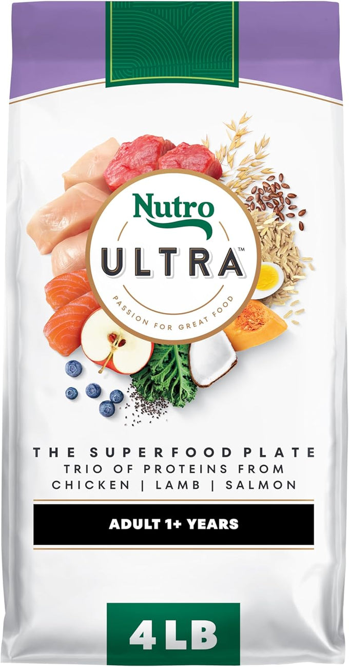 nutro ultra adult dog food with chicken lamb and salmon protein trio 4lb bag