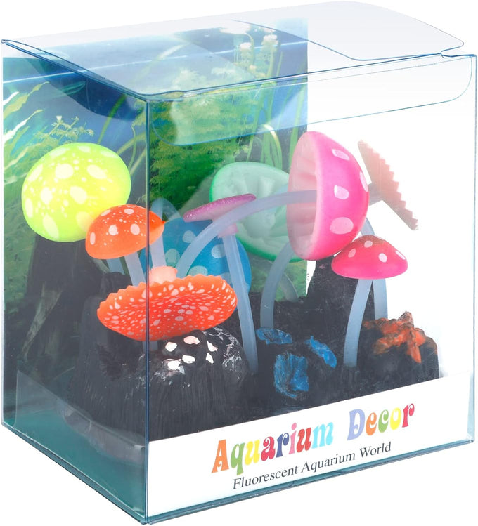 Uniclife glowing mushroom aquarium plant decoration for fish tank landscape with realistic silicone