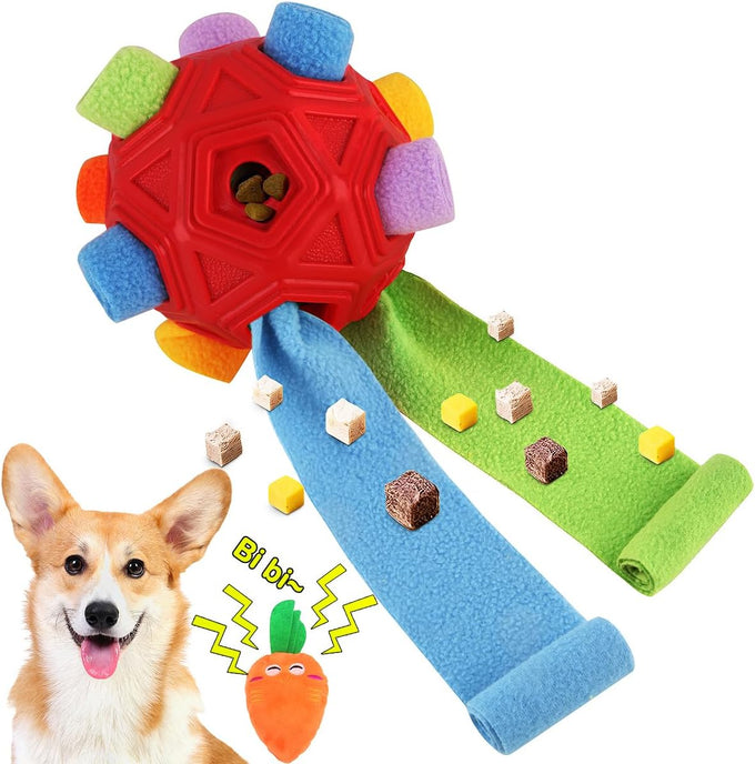 dog snuffle ball-interactive dog toys encourage natural foraging skills slow feeder for training stress relief, cloth strip hiding food chew toys