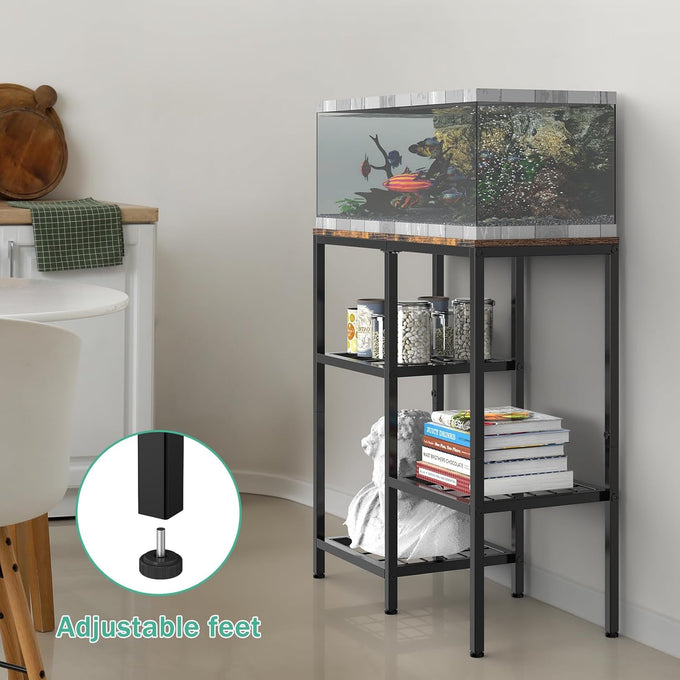 ybing 20 gallon fish tank stand with shelf brown wooden board