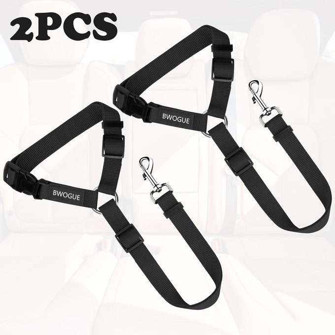 Bwogue 2-packs adjustable nylon dog cat car headrest restraint safety seat belt strap harness