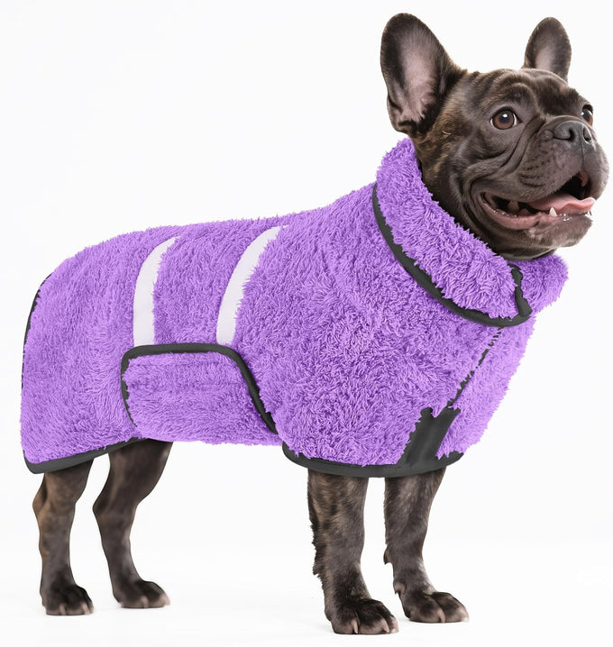 Bienbee Dark Blue XL Dog Bathrobe for Small Medium Large Dogs, Quick Drying Super Soft Adjustable Towel