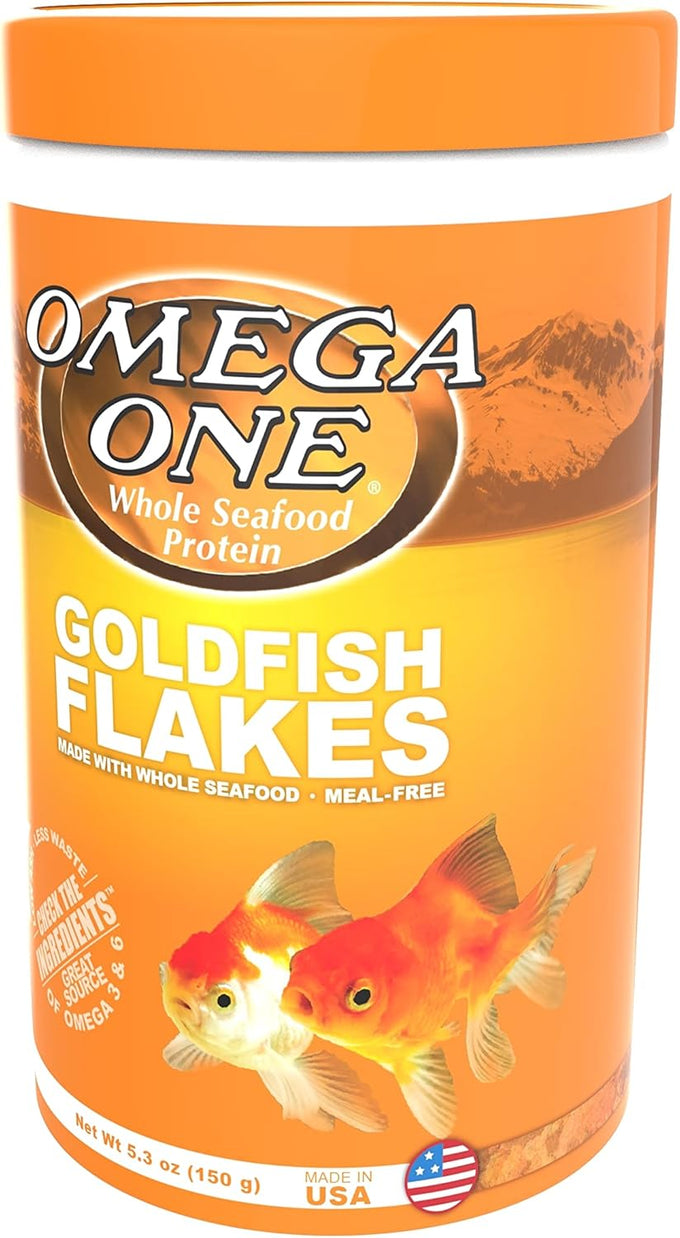 Omega One Goldfish Flakes, 5.3 oz, Natural Fish Food for Healthy Goldfish Color and Growth