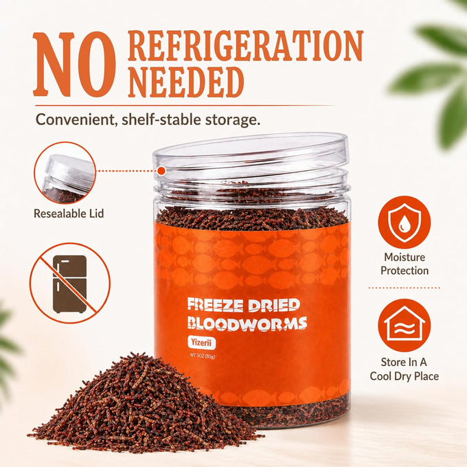 High-Protein Freeze-Dried Bloodworms Fish Food for Goldfish, Betta, Cichlids, Guppies, Tropical & Saltwater Aquarium (30Z)