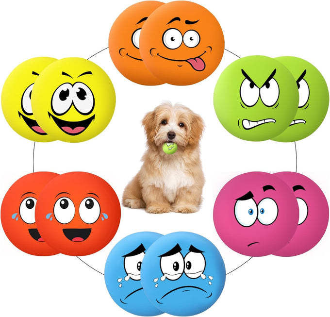 Hungdao 12-piece latex rubber squeaky dog toys, 6 colors, smile face emoticon, 100% safe for small medium pets