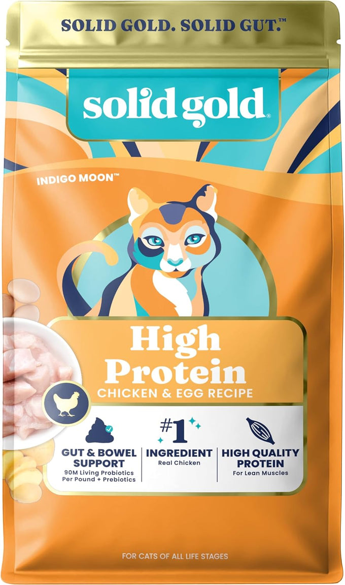 Solid Gold High Protein Grain Free Chicken Cat Dry Food with Probiotics for All Ages 12LB