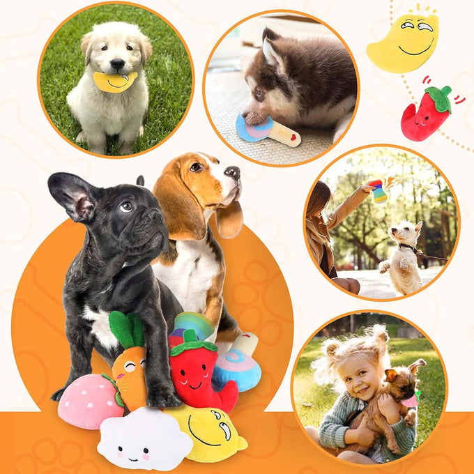 loyee dog squeaky toys 8 pack plush puppy chew set for medium small dogs pet supplies