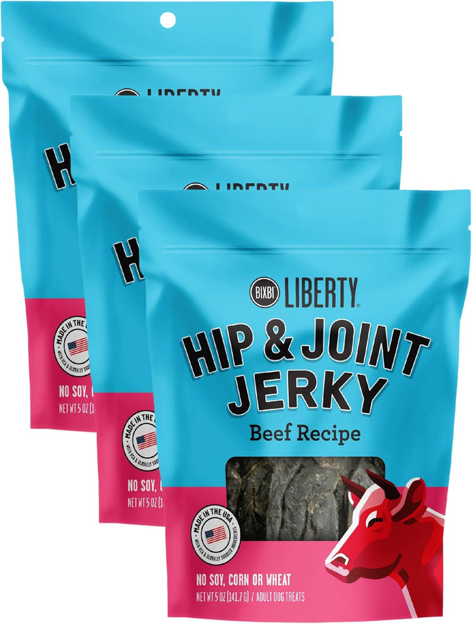 Bixbi liberty functional healthy hip and joint dog jerky treats, usa made beef recipe, 5 ounces