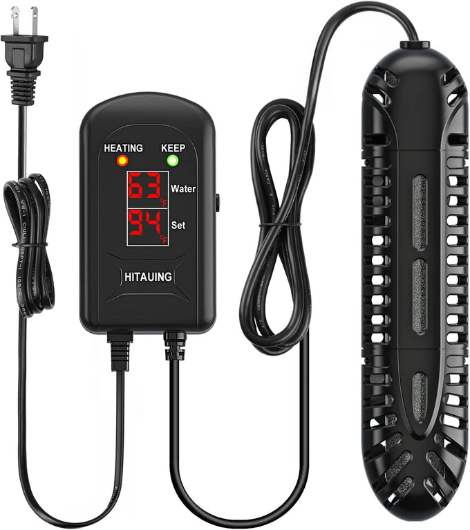 HiTauing 200W submersible aquarium heater with LED display for 20-40 gallon fish tanks