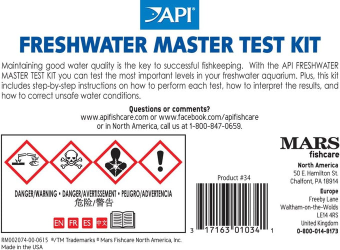 api freshwater master test kit 800-test freshwater aquarium water quality monitoring kit, multi-colored, white, single