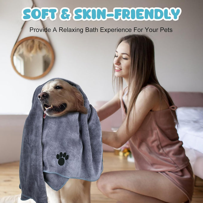 WOUSEDO 40'' x 23.6'' Microfiber Dog Towels 2-Pack Grey