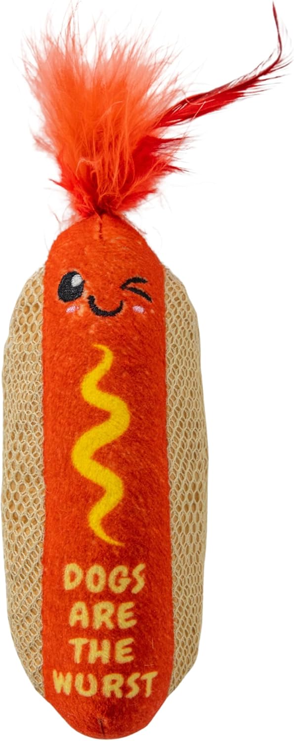 Catstages Pickle Kicker Cat Toy - Soft Plush Crinkle Toy with Catnip and Dental Mesh, 6.5"