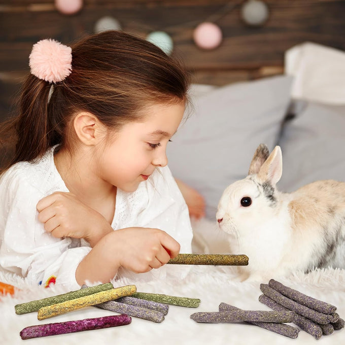 jorewood 33pcs rabbit chew sticks natural timothy grass molar teeth stick guinea pig toys