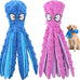 hgb large dog toys octopus no stuffing crinkle plush 2 pack for puppies and large breeds