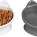 Whisker-friendly elevated cat bowls set of 2 white and gray modern pedestal design