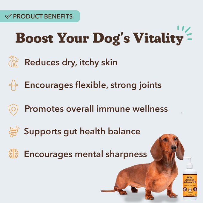 Natural Dog Company Wild Alaskan Salmon Oil Formula with Omega 3 for Dogs Supplement, Skin & Coat Oil 16 oz
