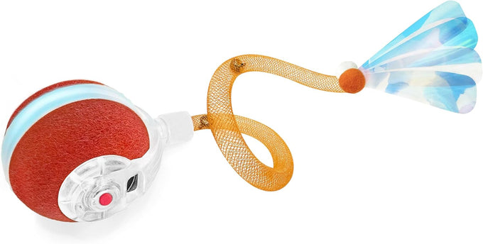 jkanti interactive cat toys for indoor cats 3rd generation agile moving cat ball with elastic mesh tail orange orange