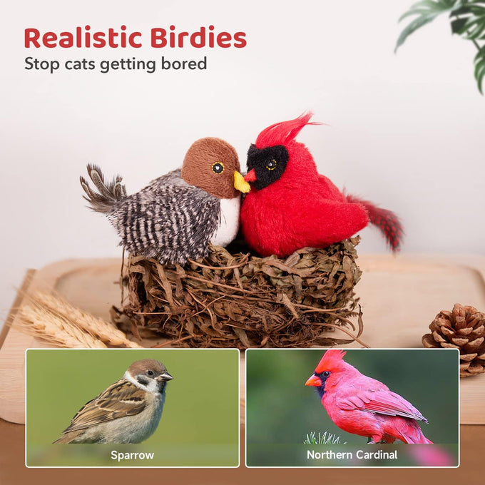 Potaroma SilverVine Cat Toys Chirping Realistic Birdies Interactive Kicker Indoor Kitty Exercise Toys 2 Pcs