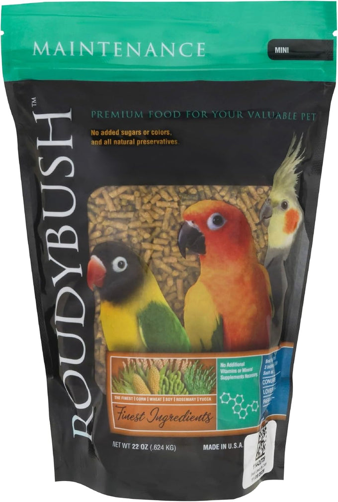 RoudyBush Daily Maintenance Food for Small Birds - Scientifically Formulated Pellets with Corn, Wheat, Soy, and More - 44oz