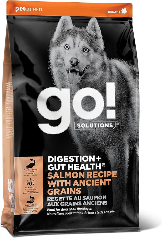 Go! Solutions Digestion + Gut Health Salmon Dry Dog Food, Premium Chicken-Free Kibble for Gastrointestinal & Digestive Wellness, Supports Sensitive Stomachs, for Puppies, Adults & Seniors, 22 lb Bag