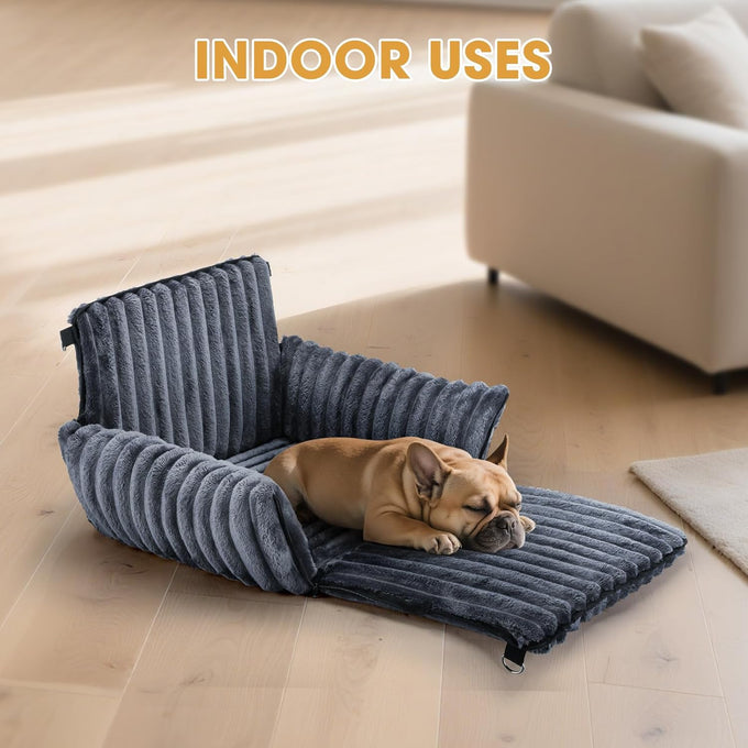 mixjoy dog car seat grey small medium dogs up to 25 lbs multi-functional pet travel bed with clip-on leash