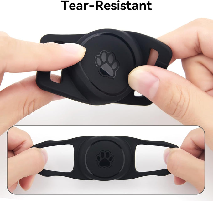 GOCII waterproof dog collar holder 2-pack for Apple AirTag Gen 1 & 2, black silicone case