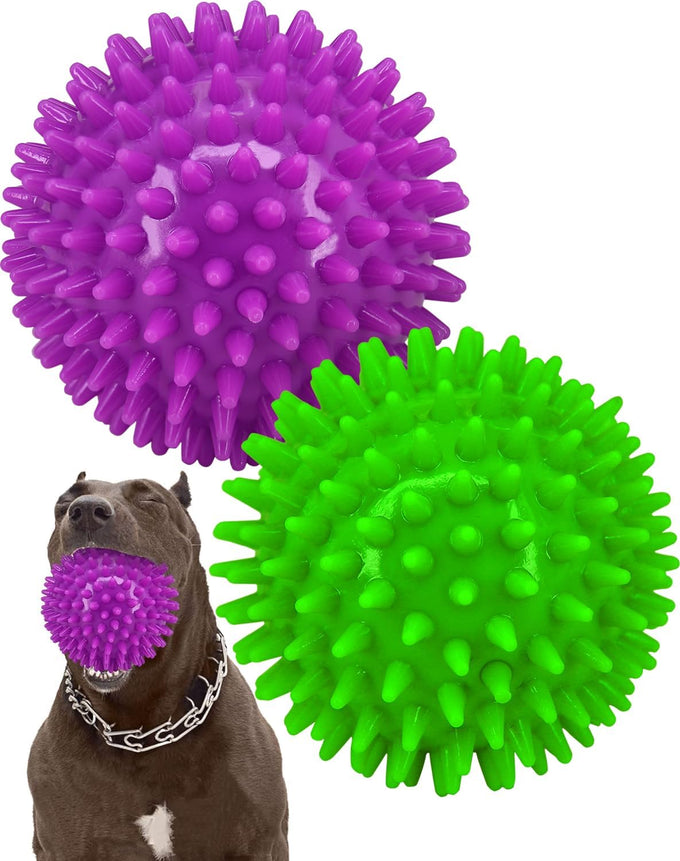 pweituoet 4.5" heavy duty squeaky dog balls for medium large dogs, 2 pack