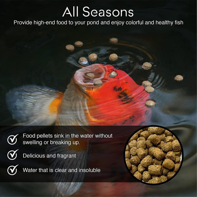 Kahuna Koi Fish Food for Ponds, 4.5lbs, Pellets, 3/16-1/4, Floating, Pond Fish Food, Made in USA