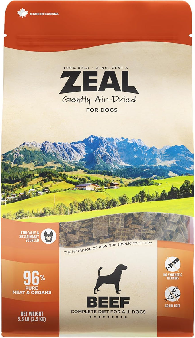 ZEAL Canada Air-Dried Beef Recipe for Dogs - High Protein, Natural Superfoods, Nutrient Rich, No Fillers, Grain Free, Complete & Balanced (Beef, 5 oz)