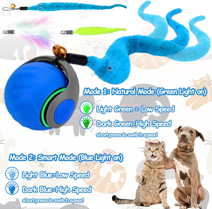 speedy interactive cat toy ball with feather tails automatic rolling indoor cat stimulation gift