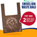 Arm & Hammer Dog Pooper Scooper Swivel Bin & Rake, Black, 32-inch Adjustable Handle, Heavy Duty Scented Waste Bags Included