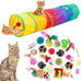 32Pcs Cat Toys Kitten Interactive Pet Toys Assortments, Foldable Rainbow Tunnel, Teaser Wand Fluffy Mouse Crinkle Balls Bell Play for Kitty Cats