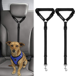 Bwogue 2-packs adjustable nylon dog cat car headrest restraint safety seat belt strap harness