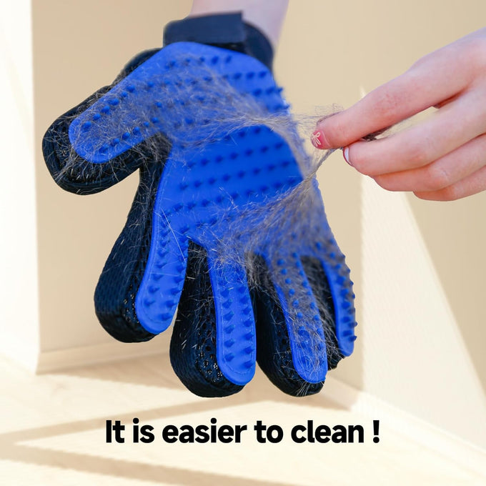 Nvnan 2-in-1 pet grooming gloves for dogs & cats, premium silicone nubs, adjustable wristband, blue, 2-pack