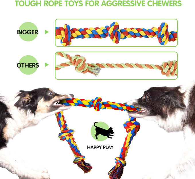 SharlovY Large Tough Chew Toys for Aggressive Chewers, 9-Kit Cotton Rope Toys Set for Medium-Large Breed Dogs
