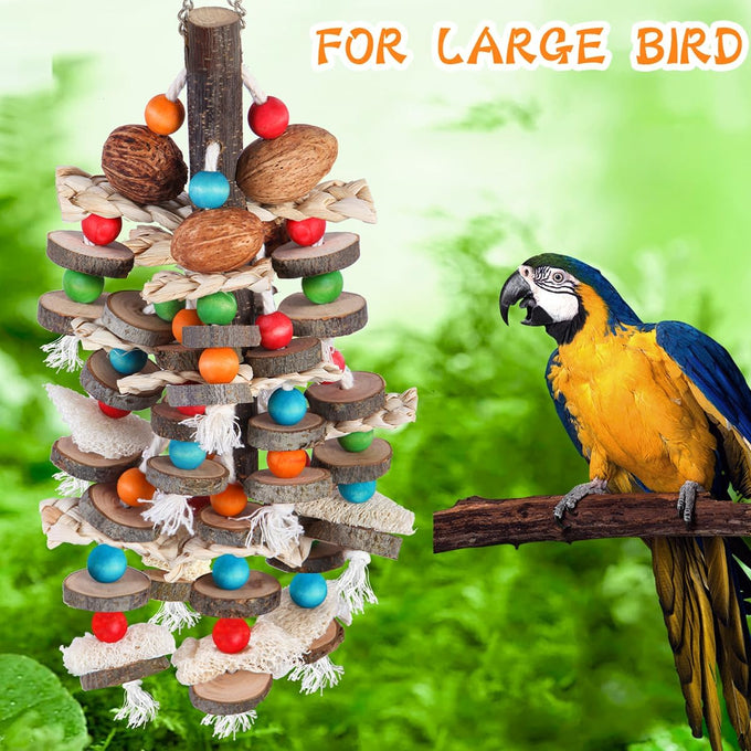 bbjinronjy natural bird chewing toys for african grey, macaws, conure, cockatoos, cockatiel and small birds