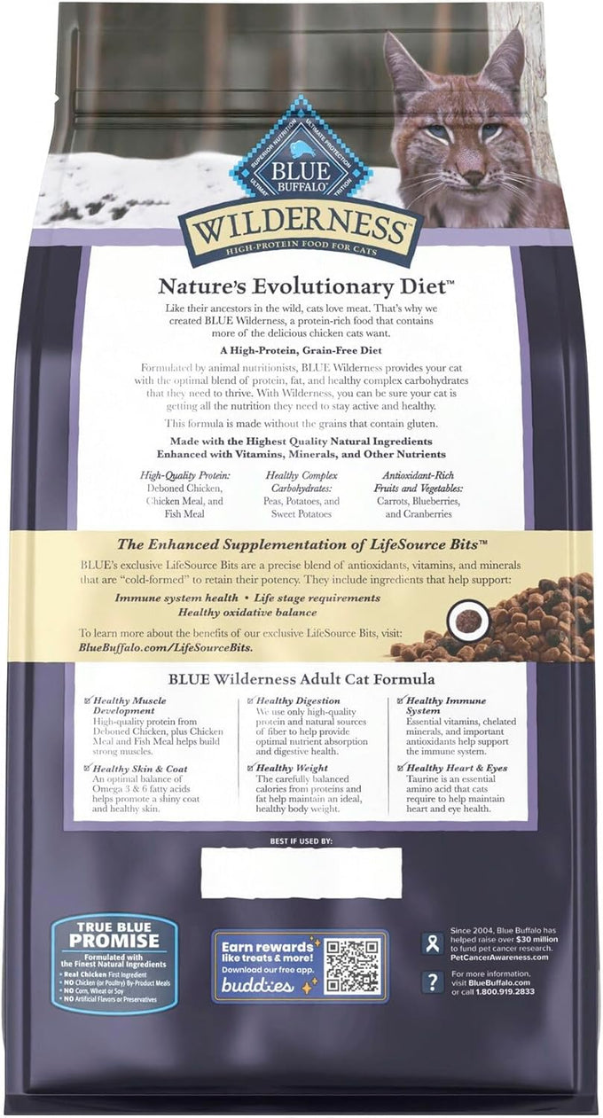 Blue Buffalo Wilderness Nature's Evolutionary Diet High-Protein Grain-Free Dry Cat Food for Adults Chicken Recipe 6-lb Bag