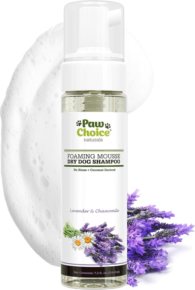 paw choice hypoallergenic waterless dog dry shampoo lavender chamomile usa made