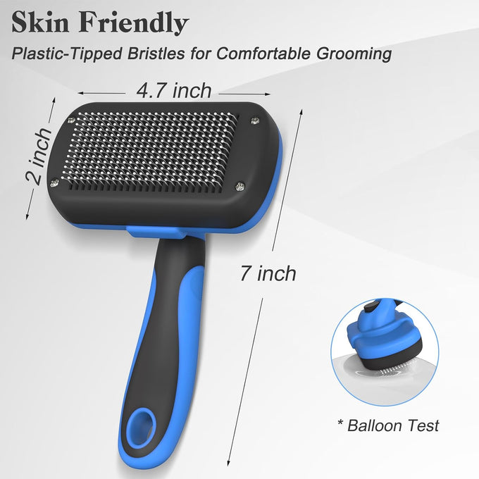 swihauk self-cleaning slicker brush for dogs and cats, skin-friendly deshedding grooming tool with pet supplies accessories, blue