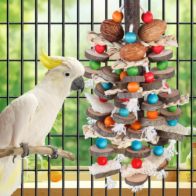 bbjinronjy natural bird chewing toys for african grey, macaws, conure, cockatoos, cockatiel and small birds