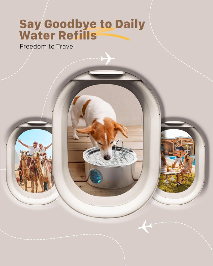 Big Cat stainless steel dog water fountain for large dogs - 7L, 236oz, 1.8G, indoor use