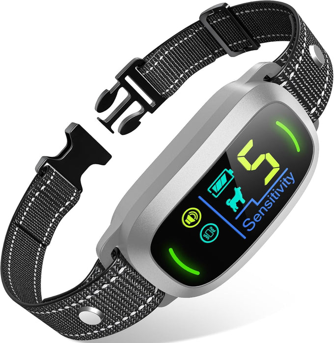FAFAFROG Rechargeable Smart Bark Collar for Large Medium Small Dogs, 5 Adjustable Sensitivity Beep Vibration, Black