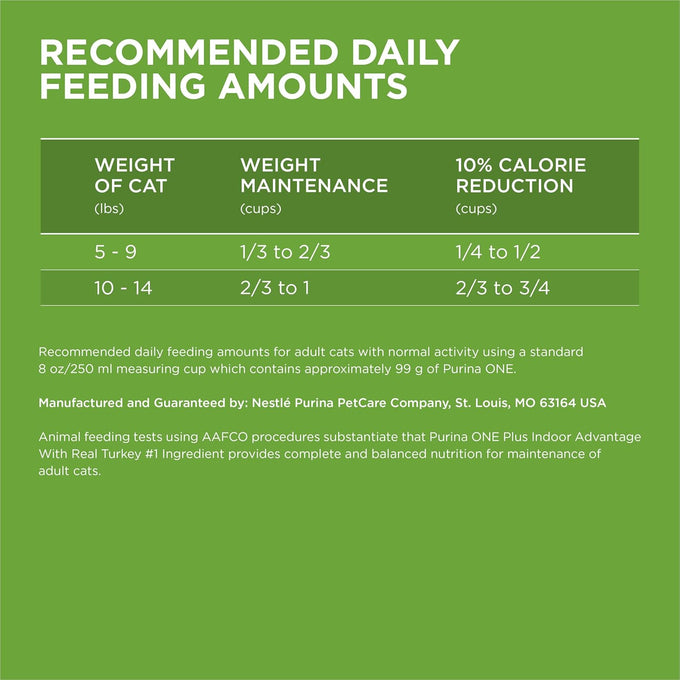 Purina ONE Natural Low Fat Weight Control Indoor Dry Cat Food 22 lb Bag Plus Indoor Advantage