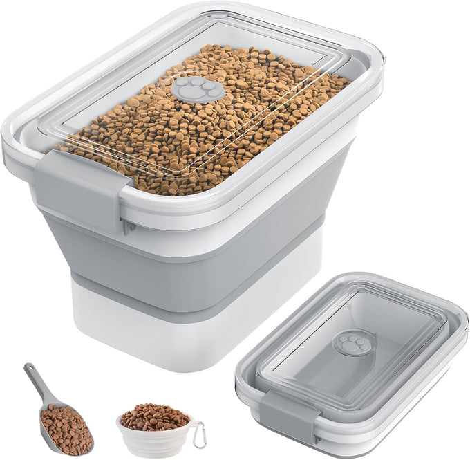 20-23 Lbs Collapsible Dog Food Container with Airtight Lid for Pet Food and Rice Storage