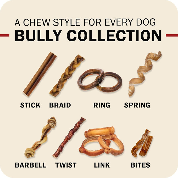 Redbarn Pet Products 5"-8" Braided Bully Sticks for Small & Large Dogs - Single Ingredient Low Odor Rawhide Free - 8 oz Bag