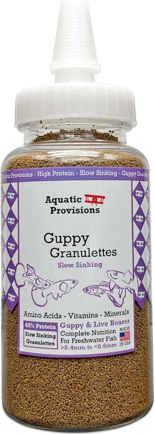 Aquatic Provisions Guppy Granulettes 3.17 oz high protein fish food for small freshwater aquarium species