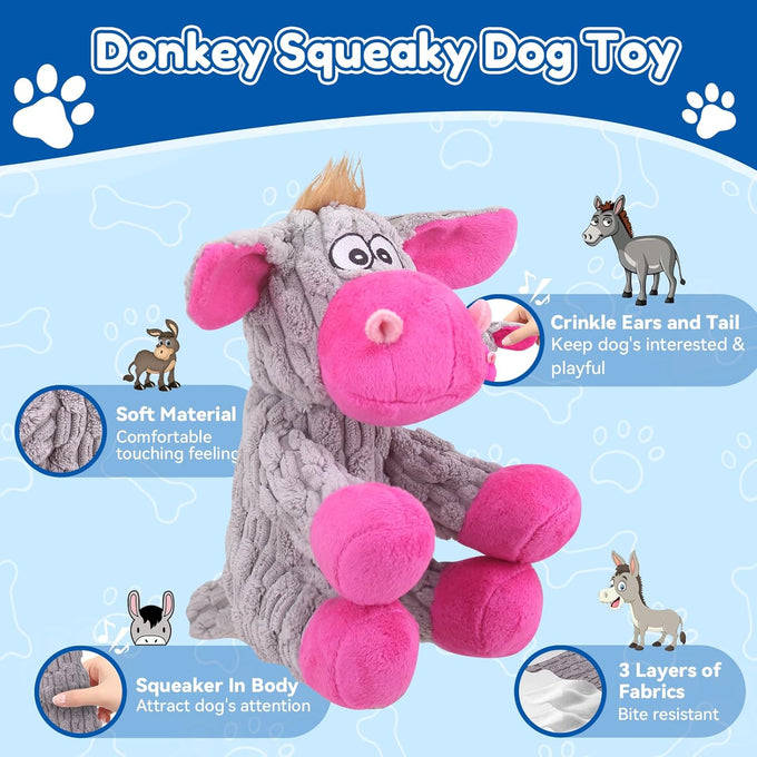 loncoldy plush chew toys for large dogs, crinkle stuffed animal squeaky interactive toys for small medium large dogs