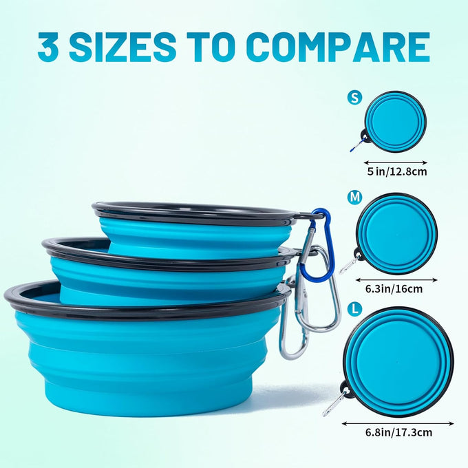 slson collapsible dog travel bowls 2 pack light blue and green small size