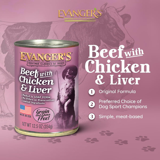 Evanger's Heritage Classic Beef with Chicken & Liver Wet Dog Food