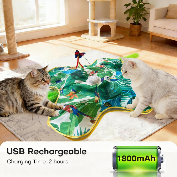 interactive cat toys with butterflies feathers realistic sounds touch-activated rechargeable for bored adult cats home alone